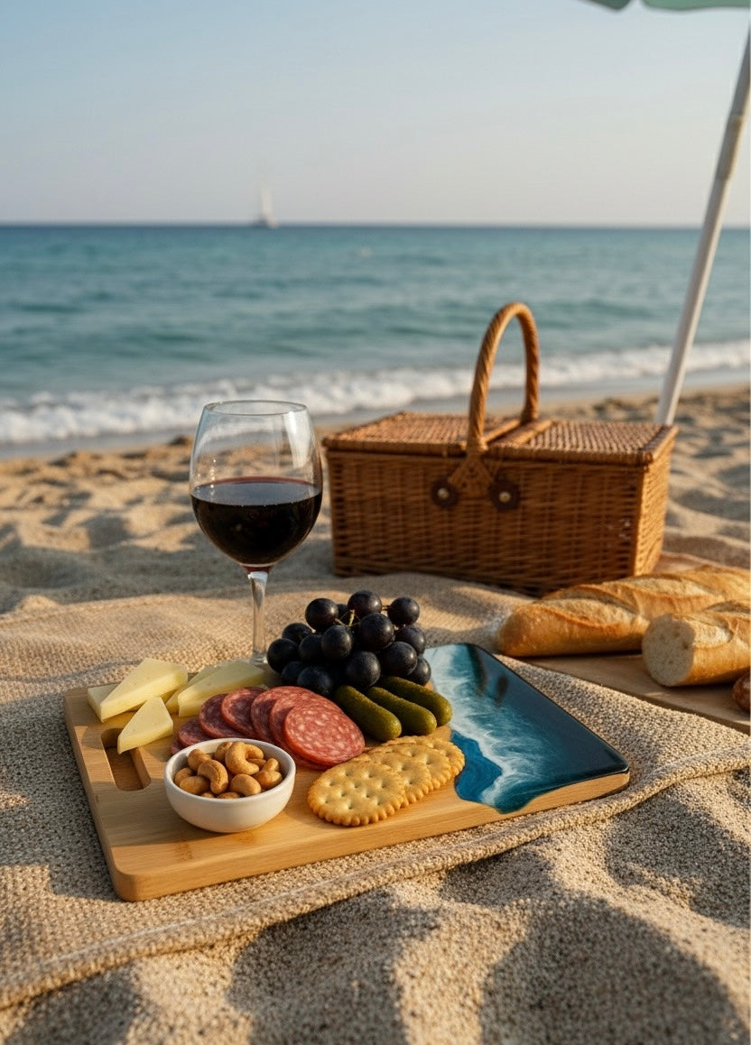 Wine & Cheese Serving Board – Handmade Epoxy Art
