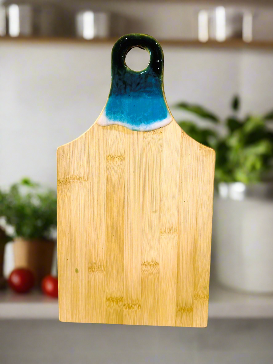Ocean Handle Epoxy Serving Board – Handmade Bamboo Design