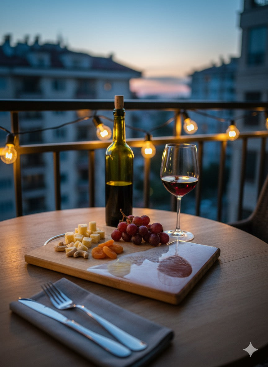 White Wave Epoxy Serving Tray – Handmade Bamboo Design