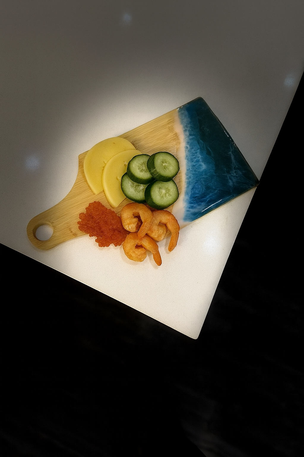 Handmade Ocean Wave Epoxy Charcuterie Board – Bamboo Resin Serving Tray