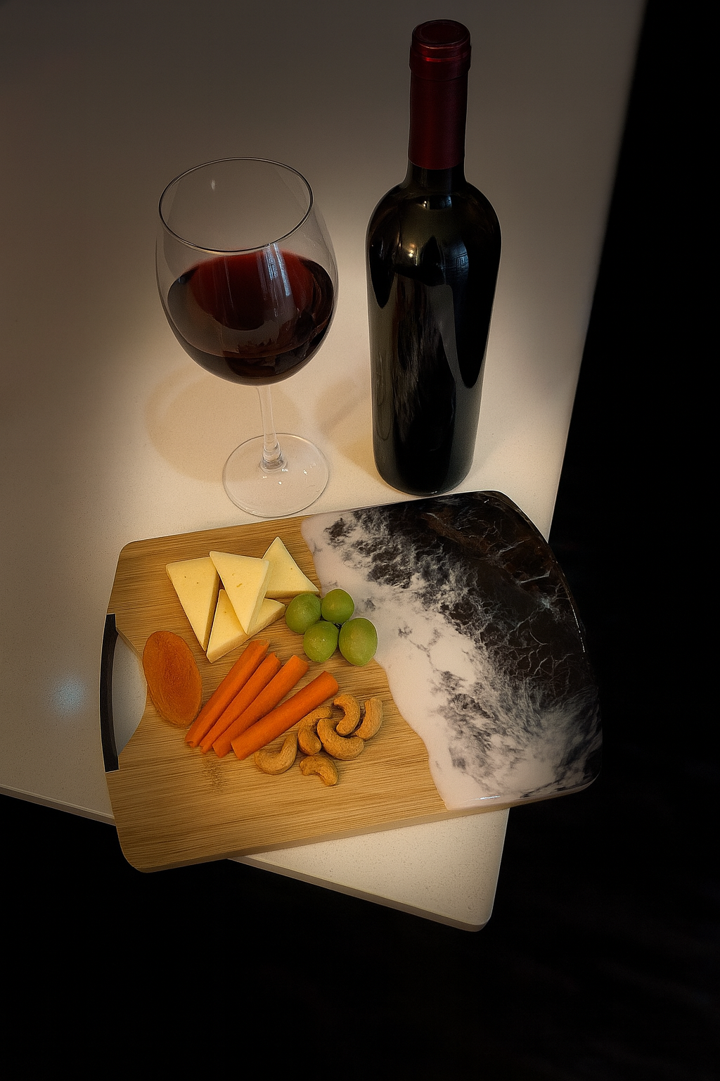 Black Wave Epoxy Serving Tray – Handmade Bamboo Design