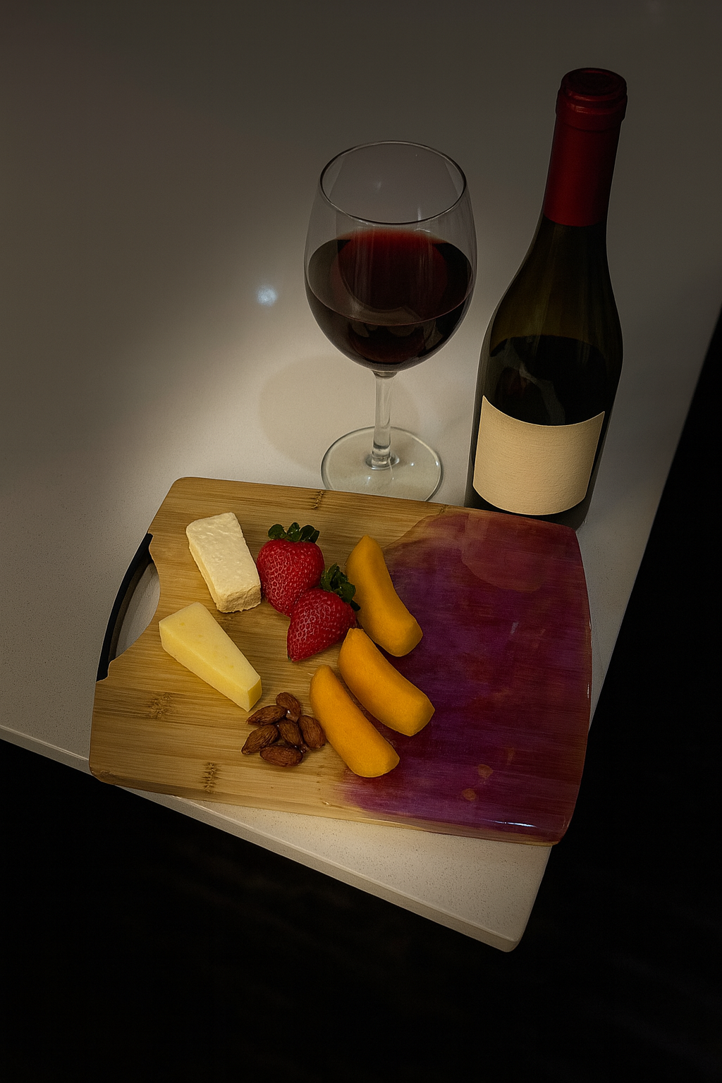 Handmade Purple Epoxy Bamboo Serving Board | Cheese & Charcuterie Board