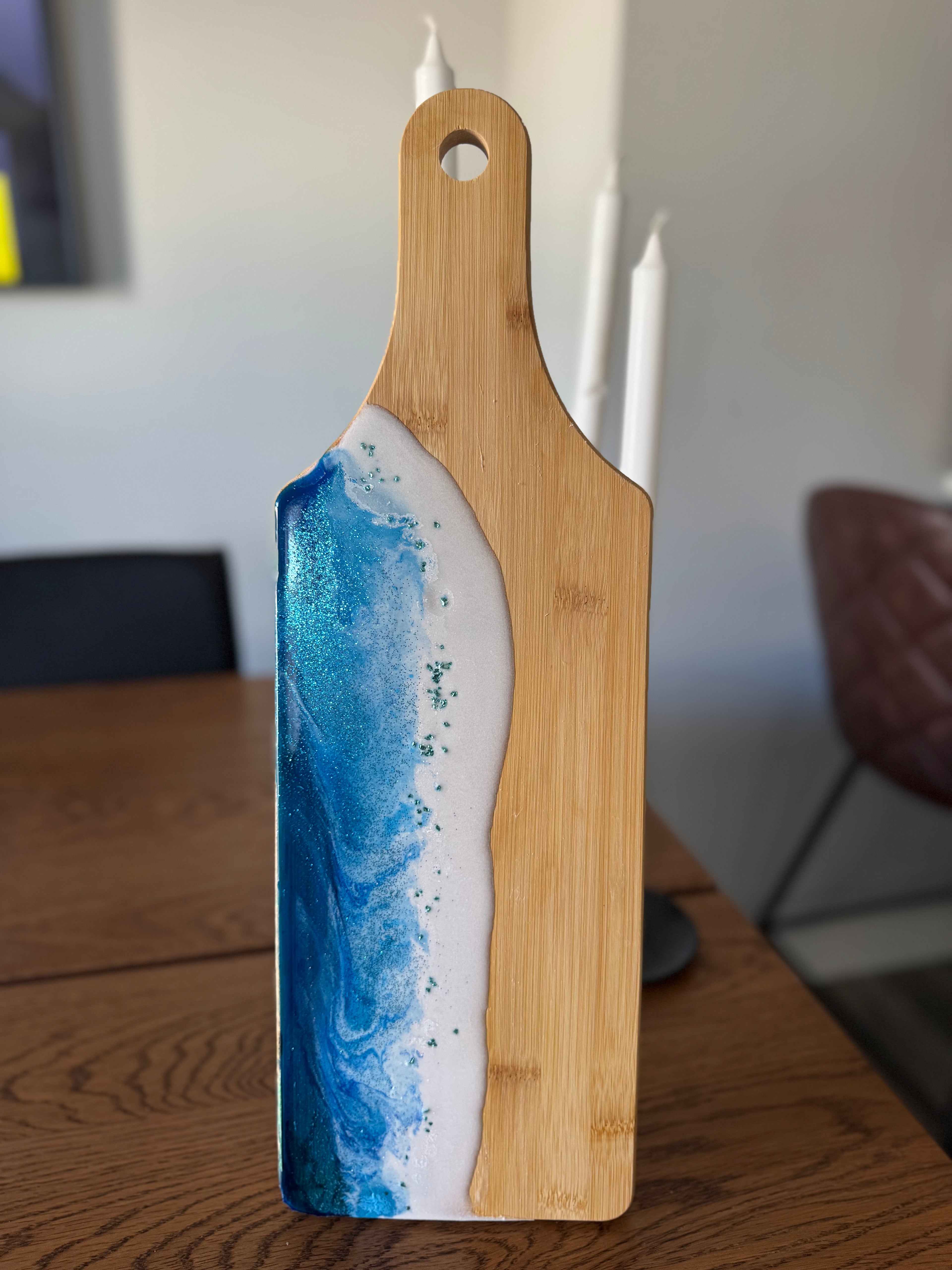Handmade Epoxy Resin Charcuterie Board | Cheese and Fruit Serving Board | Unique Ocean-Inspired Kitchen & Party Gift