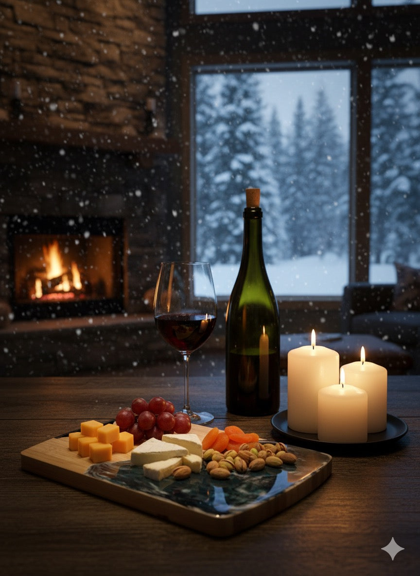 Emerald Wave Epoxy Serving Board – Handmade Bamboo Design