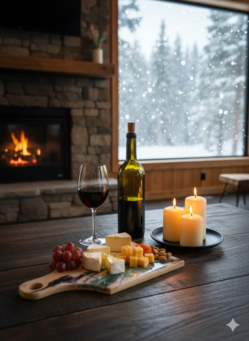 Serving & Cutting Board – Green & Black Epoxy Art