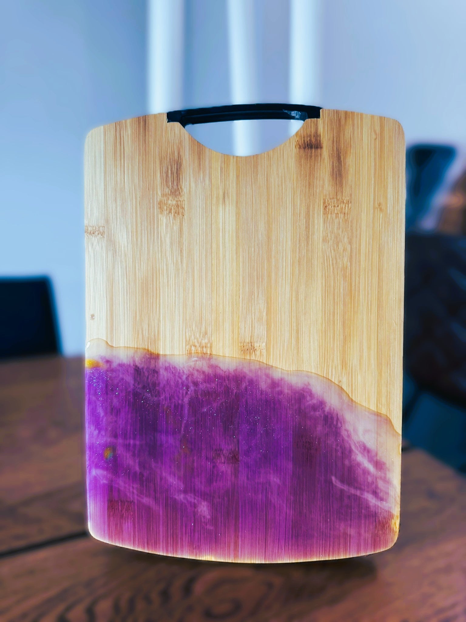 Handmade Purple Epoxy Bamboo Serving Board | Cheese & Charcuterie Board