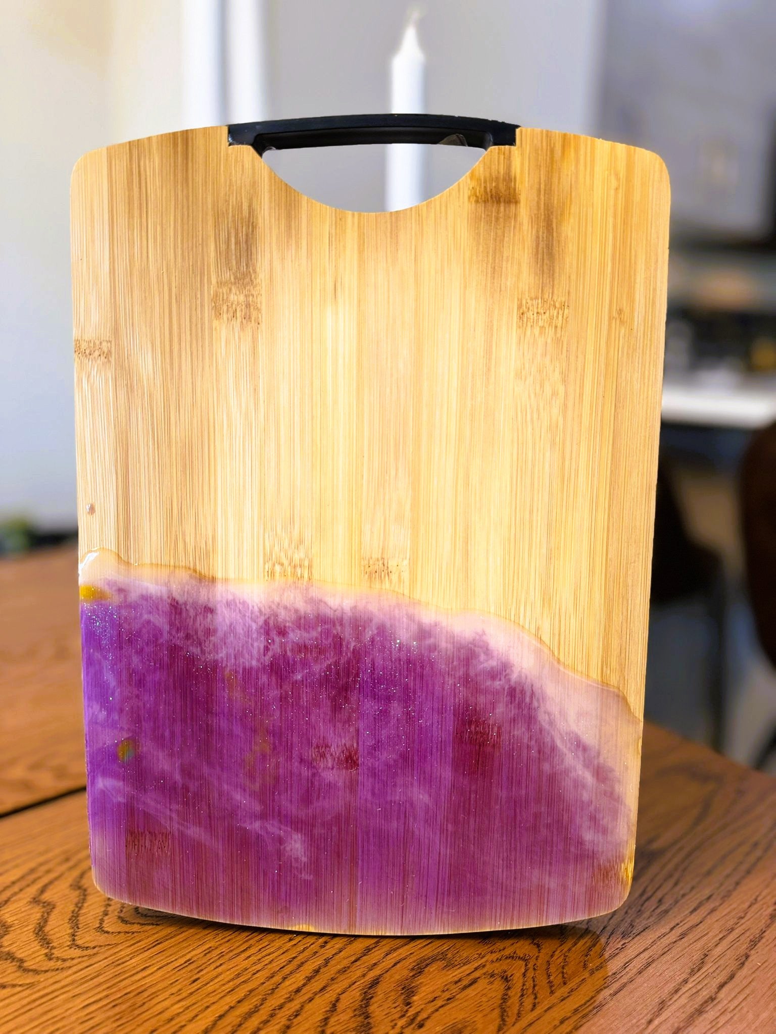 Purple Epoxy Serving Tray – Handmade Bamboo Design