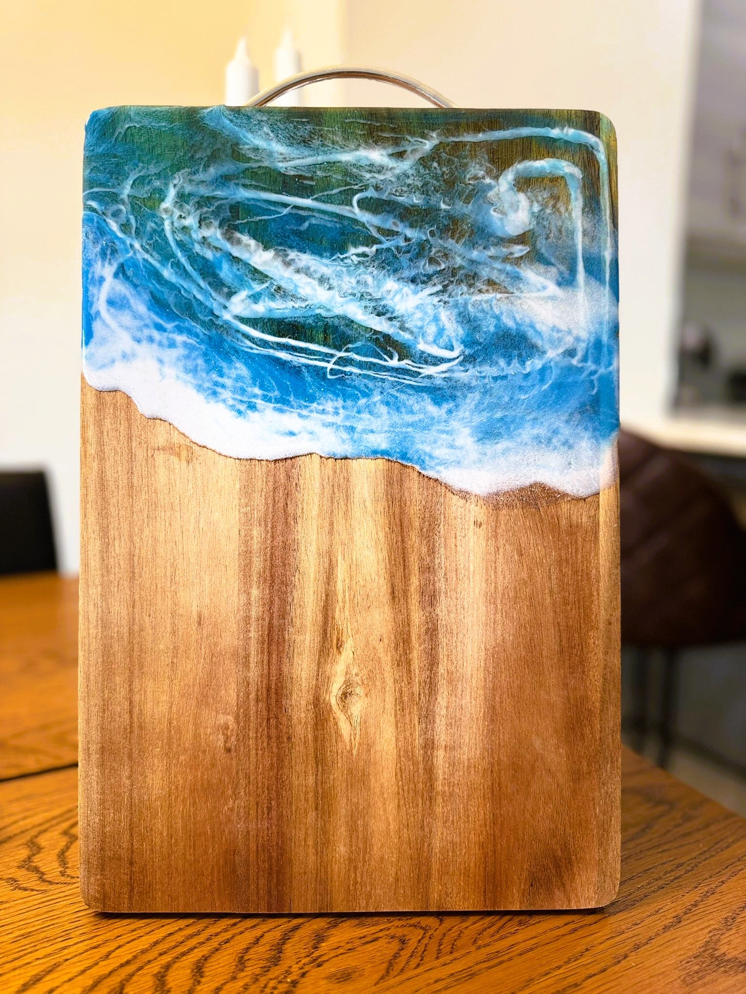 Acadia Wood Ocean Wave Epoxy Serving Tray – Handmade Luxury Design